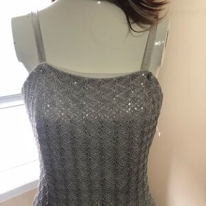 🔥Jessica McClintock one of a kind hand sewn silver body con gown. So pretty.
